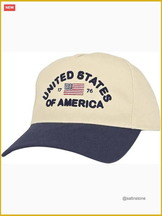 Cotton Snapback Hat Embroidered American Flag Vintage Trucker Style main image 6